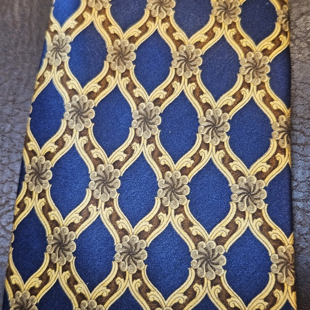 Lanvin | Blue/Yellow/Gold/Brown Silk Tie